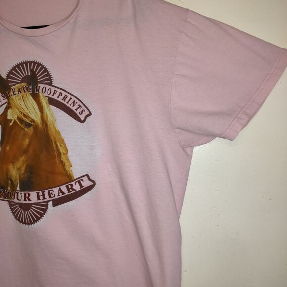 Horse Lovers Pink Tshirt Women's 2X Horses Leave Hoofprints On Your Heart Bay - Picture 4 of 15